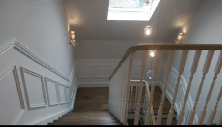 Decorated staircase wall panelling